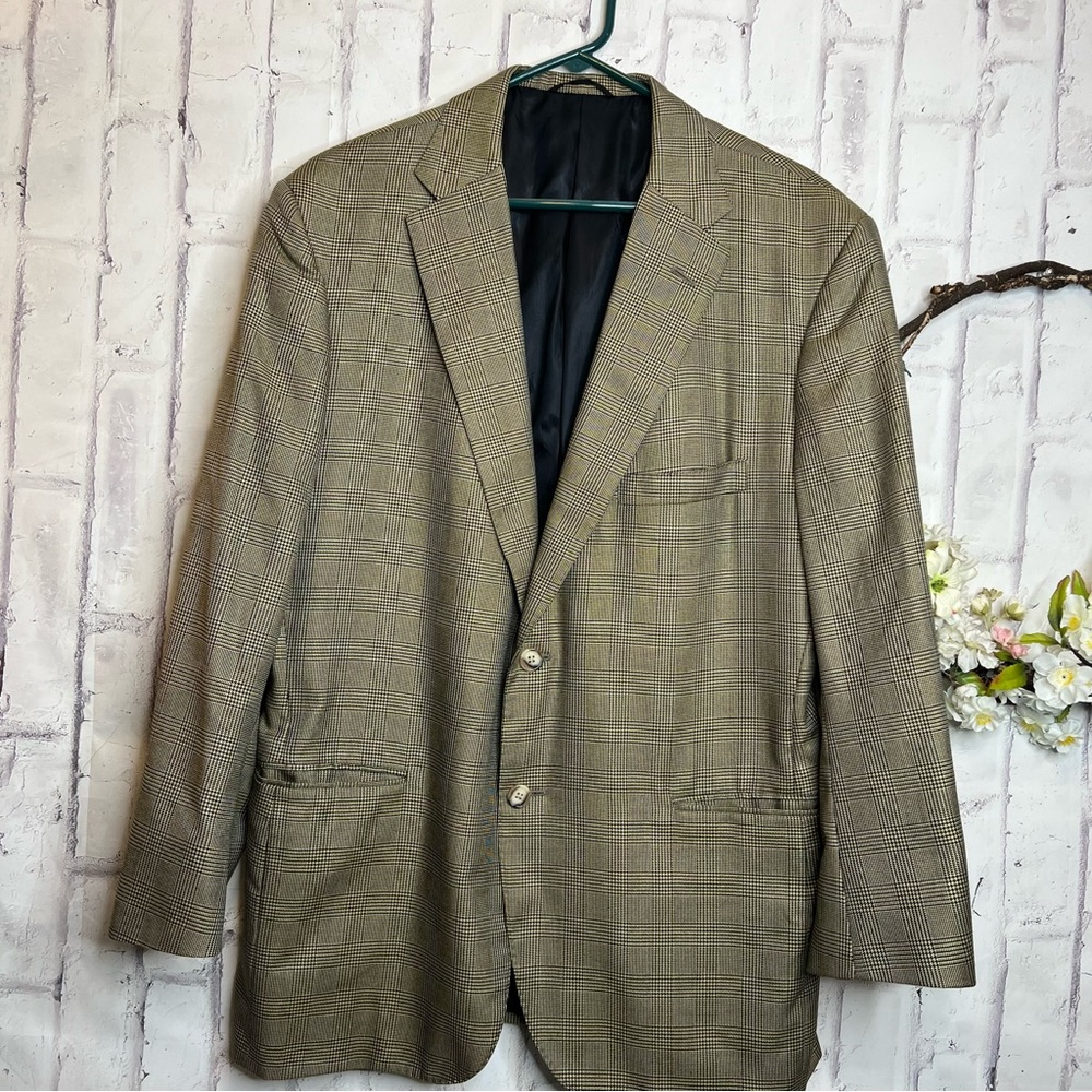 Holland & Sherry Savile Row London Plaid VTG Tailored jacket blazer coat 42L